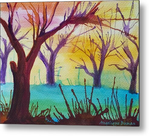 Trees Metal Print featuring the painting Forest Fanale by Angelique Bowman