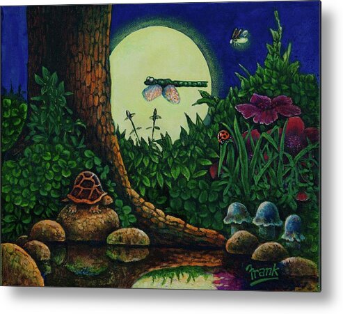 Full Moon Metal Print featuring the painting Forest Never Sleeps Chapter- Full Moon by Michael Frank
