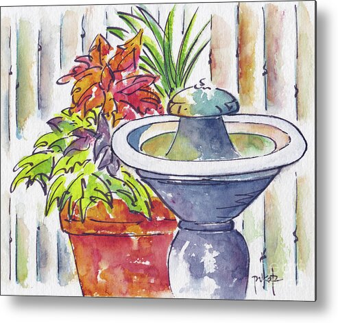 Impressionism Metal Print featuring the painting Fountain And Friends by Pat Katz