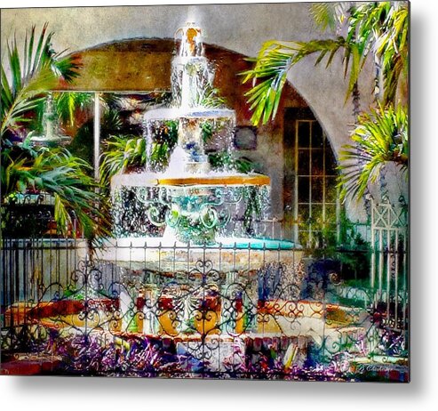 Fountain Metal Print featuring the painting Fountain of Water by Barbara Chichester
