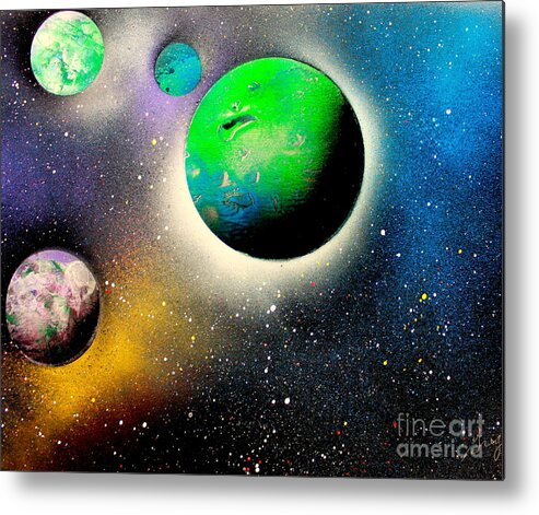 Space Art Metal Print featuring the painting Four Planets 02 E by Greg Moores