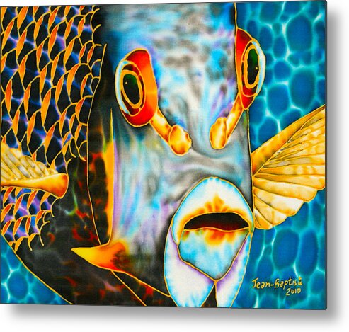 Fish Art Metal Print featuring the painting French Angelfish Face by Daniel Jean-Baptiste