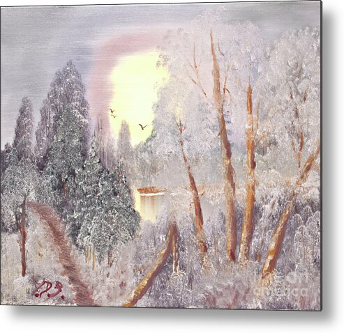 Oil In Canvas Metal Print featuring the painting Frosty Morning by Joseph Summa