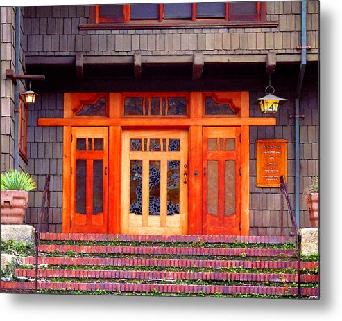 Gamble House Metal Print featuring the photograph Gamble House Entry by Timothy Bulone