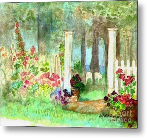 Garden Metal Print featuring the painting Garden Gate by Deb Stroh-Larson