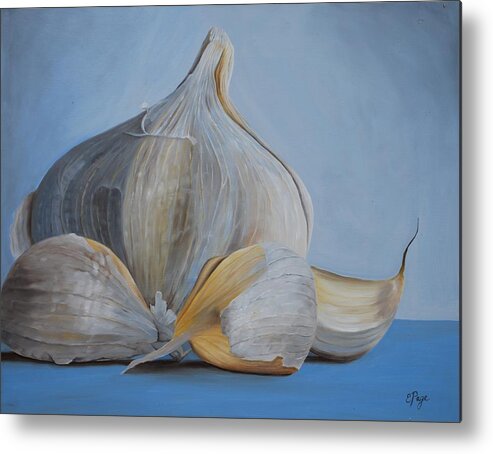 Realism Metal Print featuring the painting Garlic III by Emily Page