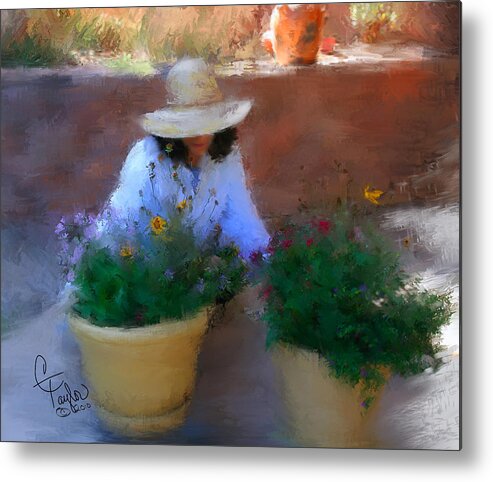 Woman Metal Print featuring the painting Gently Does It by Colleen Taylor