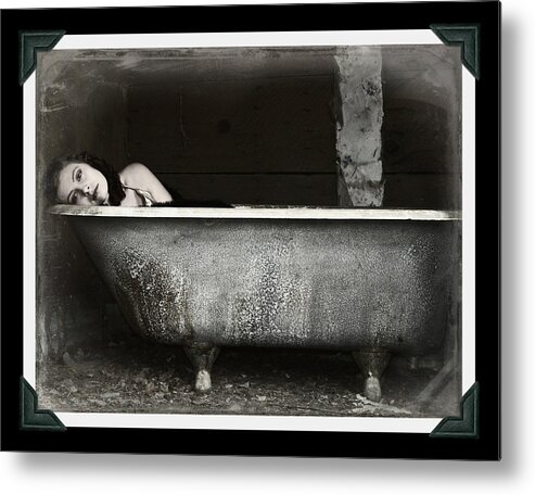 Girl Metal Print featuring the photograph Girl in a bath tub by Pamela Patch