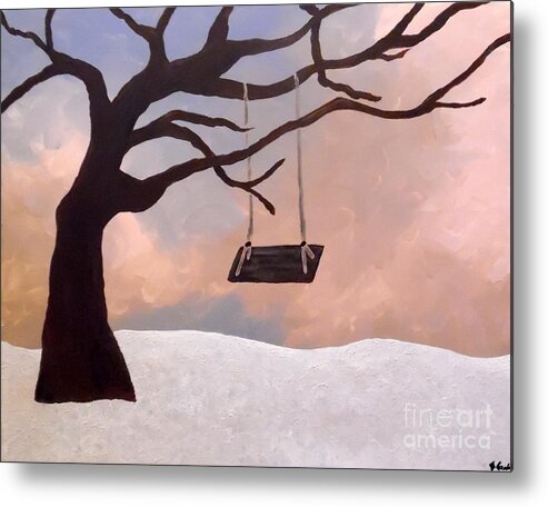 Tree Swing Metal Print featuring the painting Giving Tree by Jilian Cramb - AMothersFineArt