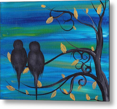 Birds Love Metal Print featuring the painting Good Night my Love by Abril Andrade