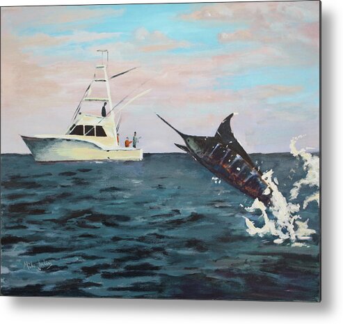 Marlin Metal Print featuring the painting Good Times Offshore by Mike Jenkins