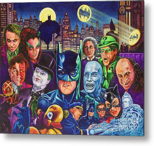 Movie Classics Metal Print featuring the painting Gotham City by Michael Frank