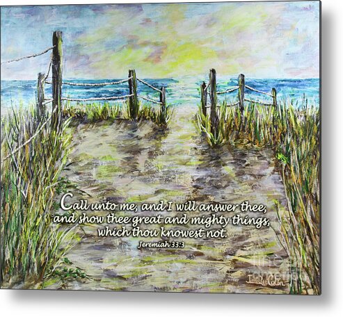 Beach Metal Print featuring the digital art Grassy Beach Post Morning 2 Jeremiah 33 by Janis Lee Colon