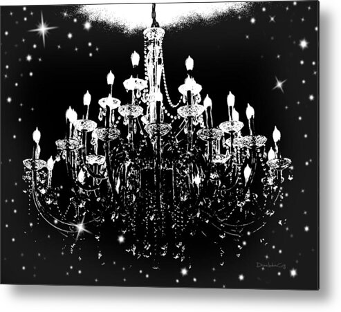 Grosvenor Metal Print featuring the photograph Grosvenor Chandelier Sparkles in Black and White by Diane Lindon Coy