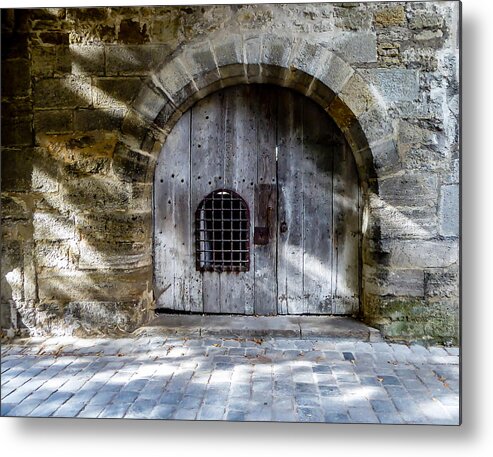 Door Metal Print featuring the photograph Guard Tower Door - Rothenburg by Pamela Newcomb