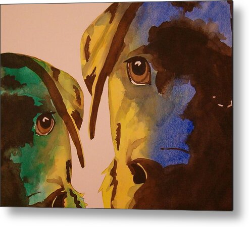 Labrador Metal Print featuring the painting Guiness Green and Bella Blue by Lynn Babineau