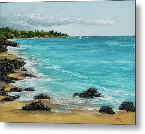 Landscape Metal Print featuring the painting Hanakao'o Beach by Darice Machel McGuire