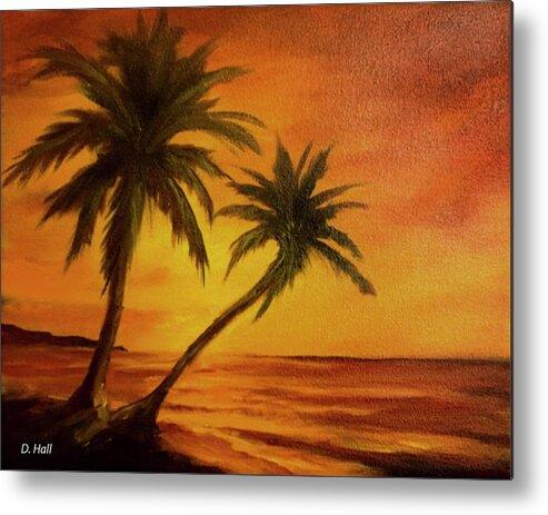 Hawaii Metal Print featuring the painting Hawaiian Sunset #380 by Donald K Hall
