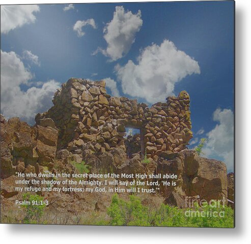 Inspiration Metal Print featuring the digital art He Is My Refuge and My Fortress by Charles Robinson