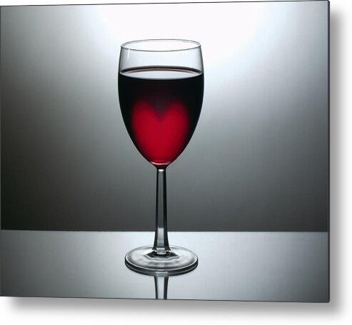 Valentine Metal Print featuring the photograph Heart in Wine Glass by David Thompson