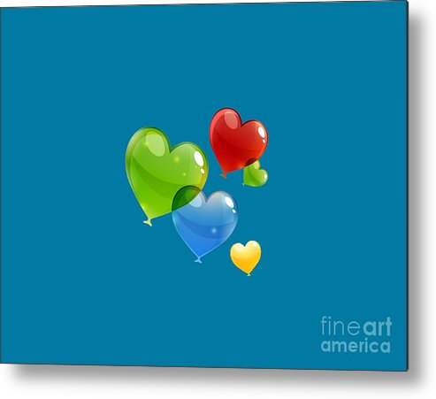 Balloons Metal Print featuring the painting Hearts 11 T-shirt by Herb Strobino