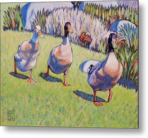 Stacey Neumiller Metal Print featuring the painting Hey, Wait Up by Stacey Neumiller