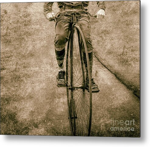 Penny-farthing Metal Print featuring the photograph High Wheeling in Vintage Time by Steven Digman