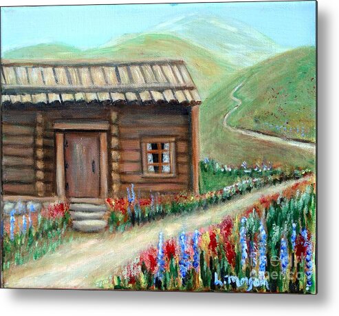Cabin Metal Print featuring the painting Hilltop Homestead by Laurie Morgan
