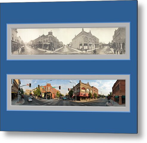 Historic Panorama Panoramic Reproduction Old New Now Then Pocatello Idaho Metal Print featuring the photograph Historic Pocatello Idaho Panoramic Reproduction by Ken DePue