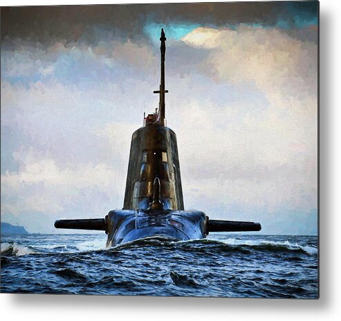 Astute Class Metal Print featuring the digital art HMS Ambush Submarine 3 by Roy Pedersen