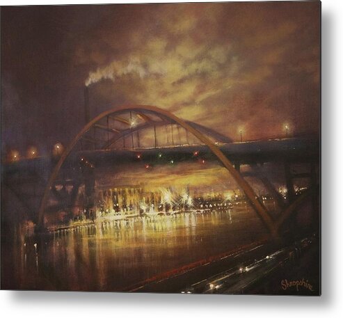 Hoan Bridge Metal Print featuring the painting Hoan Bridge by Tom Shropshire