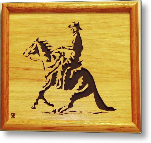 Sculpture Metal Print featuring the sculpture Horse with Rider by Russell Ellingsworth