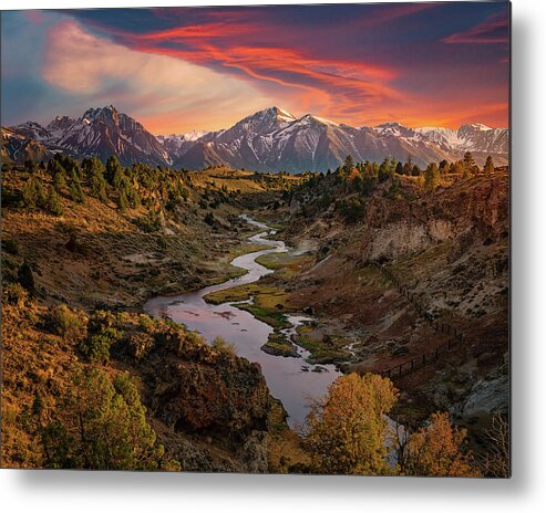 California Metal Print featuring the photograph Hot Creek Sunset by Frank Delargy