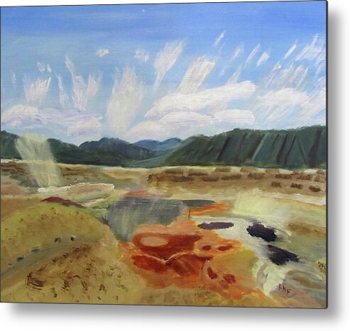Yellowstone Metal Print featuring the painting Hot Springs by Linda Feinberg
