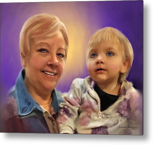 Portrait Metal Print featuring the painting I Love Grandma by Susan Kinney