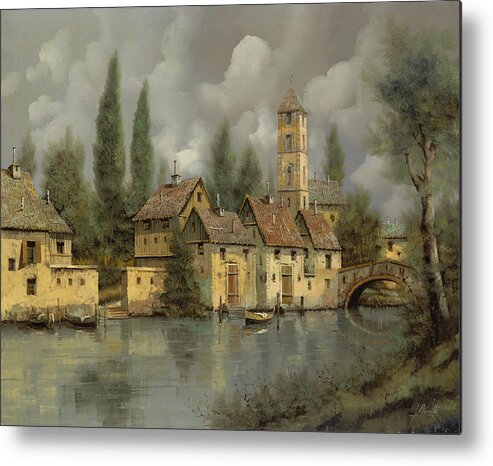 River Metal Print featuring the painting Il Borgo Sul Fiume by Guido Borelli