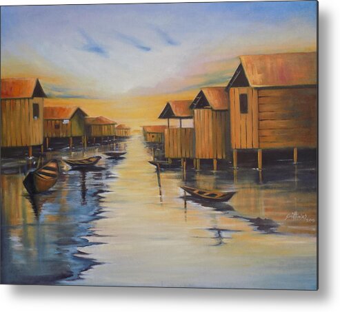 Today Metal Print featuring the painting Ilaje Waterfront by Olaoluwa Smith