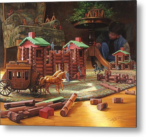 Lincoln Logs Metal Print featuring the painting Imagination Final Frontier by Greg Olsen