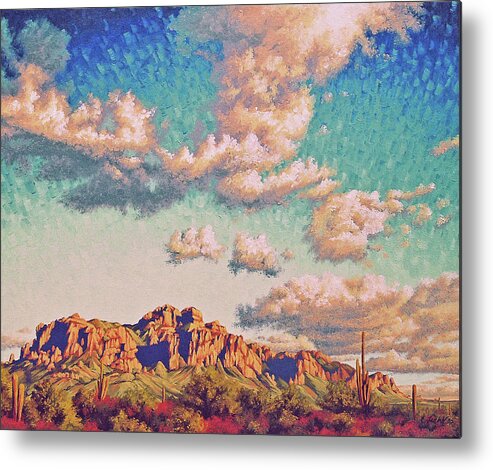 Mountains Metal Print featuring the painting Impression Afternoon by Cheryl Fecht