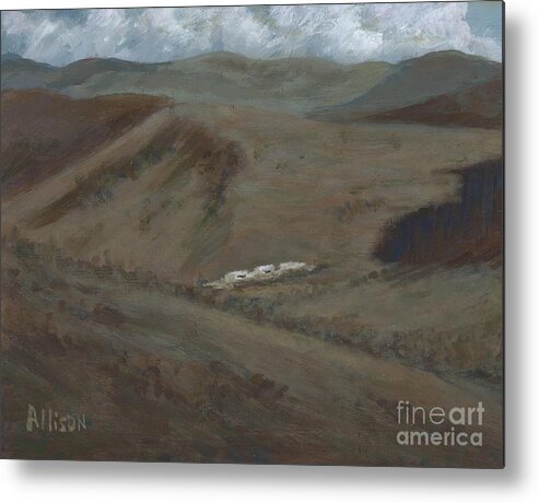 Landscapes Metal Print featuring the painting Indian Lodge - A View from the Top Ft. Davis, TX by Allison Constantino