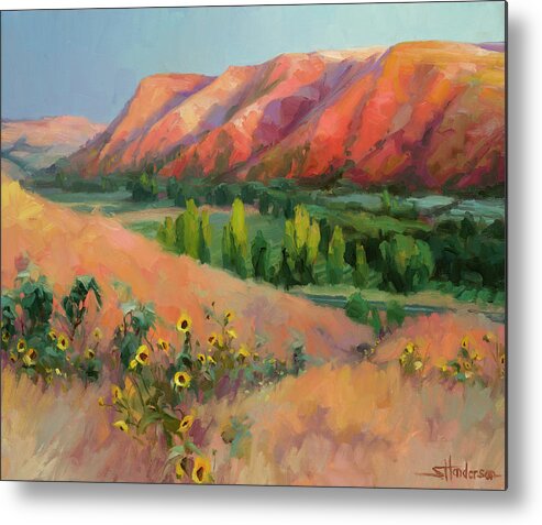 Landscape Metal Print featuring the painting Indian Hill by Steve Henderson