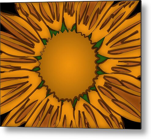 Ink Metal Print featuring the painting Ink Sunflower by Christopher Sprinkle