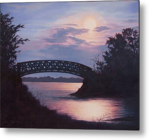 Landscape Metal Print featuring the painting Island Bridge by Heidi E Nelson