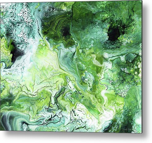 Green Metal Print featuring the mixed media Jade- Abstract Art by Linda Woods by Linda Woods