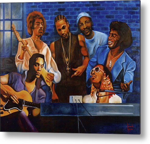 Music Metal Print featuring the painting Jam Session by Karmella Haynes