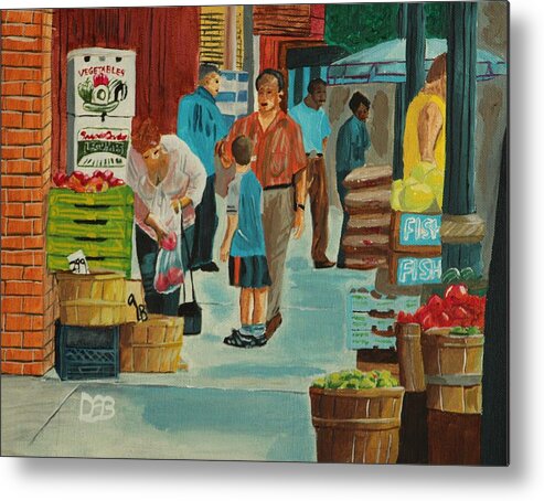 Cityscape Metal Print featuring the painting Jame St Fish Market by David Bigelow
