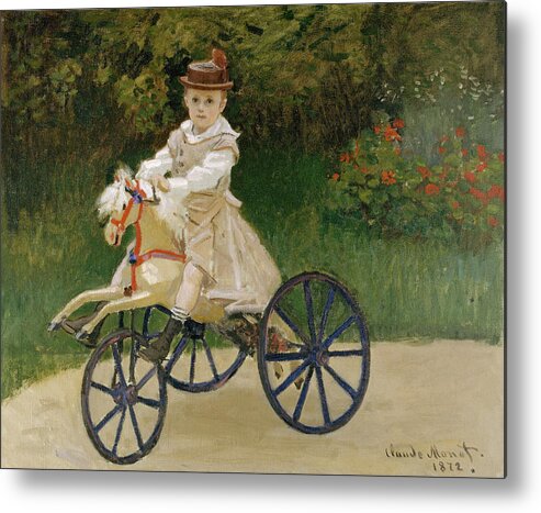Monet Metal Print featuring the painting Jean Monet on His Hobby Horse      by Claude Monet