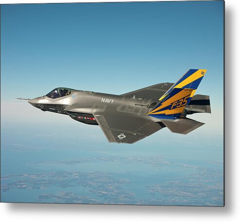 The U.s. Navy Variant Of The F-35 Joint Strike Fighter Metal Print featuring the painting Joint Strike Fighter by MotionAge Designs