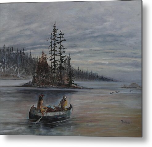 First Nation Metal Print featuring the painting Journey - LMJ by Ruth Kamenev