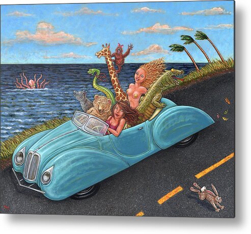 Car Metal Print featuring the painting Joy Ride by Holly Wood